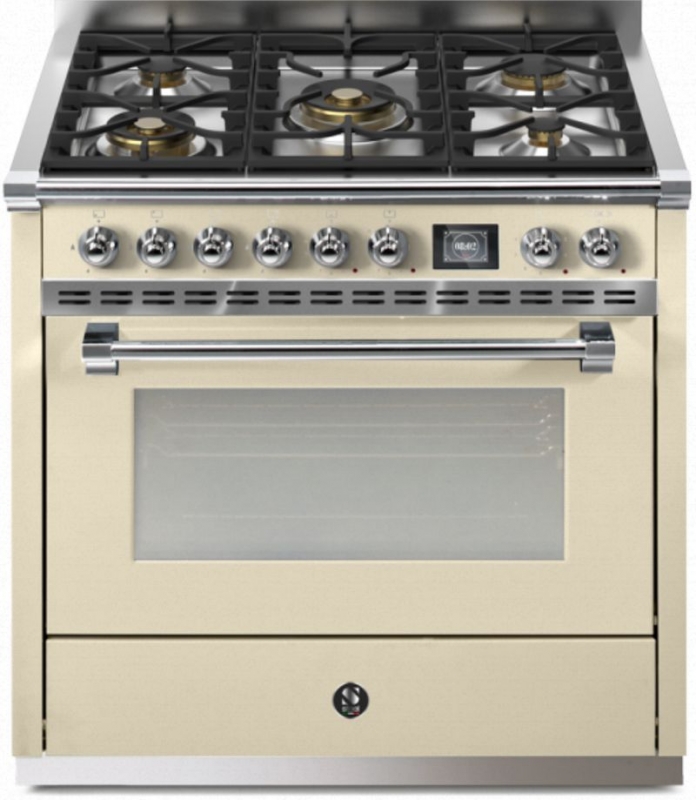 Steel Ascot 90, Range cooker, 90 cm, Combisteam, Crema, gas hob, AQ9S-4MCR, with 5 year guarantee!