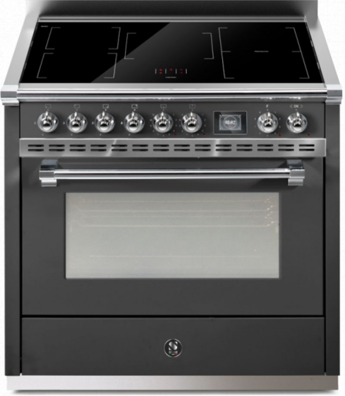 Сталь Ascot 90, Плита, 90 см, Combisteam, Антрацит, индукционная варочная панель, AQ9S-5FIAN, с гарантией 5 лет!