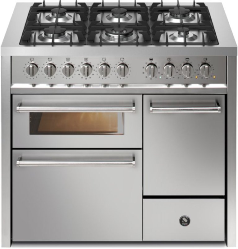 Сталь Enfasi 100/3, плита, 100 см, многофункциональный духовой шкаф, нержавеющая сталь, газовая варочная панель, EQ10FFF-6SS, с гарантией 5 лет!