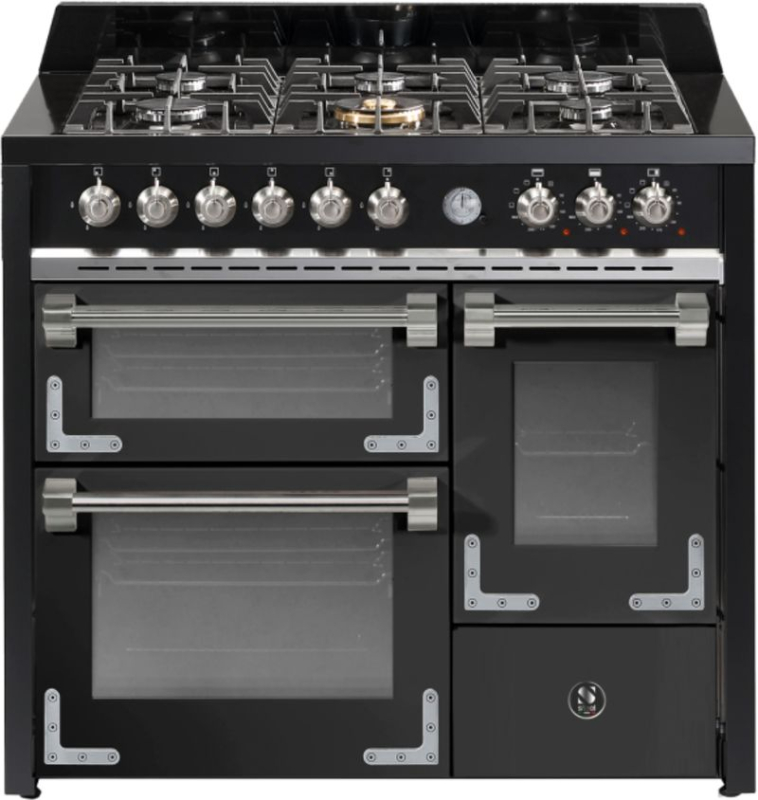 Сталь Оксфорд 100/3, плита, 100 см, многофункциональный духовой шкаф, Nero Fumo, газовая варочная панель, X10FFF-6NF, с гарантией 5 лет!