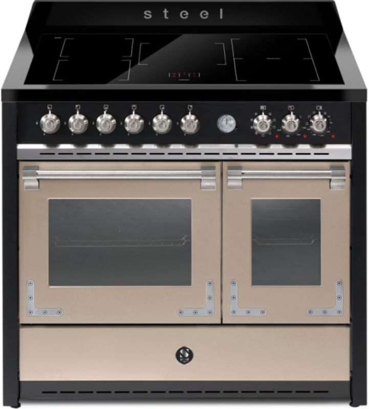 Steel Oxford 100, range cooker, 100 cm, multifunctional oven, Sabbia, induction hob, X10FF-5FISA, with 5 year guarantee!