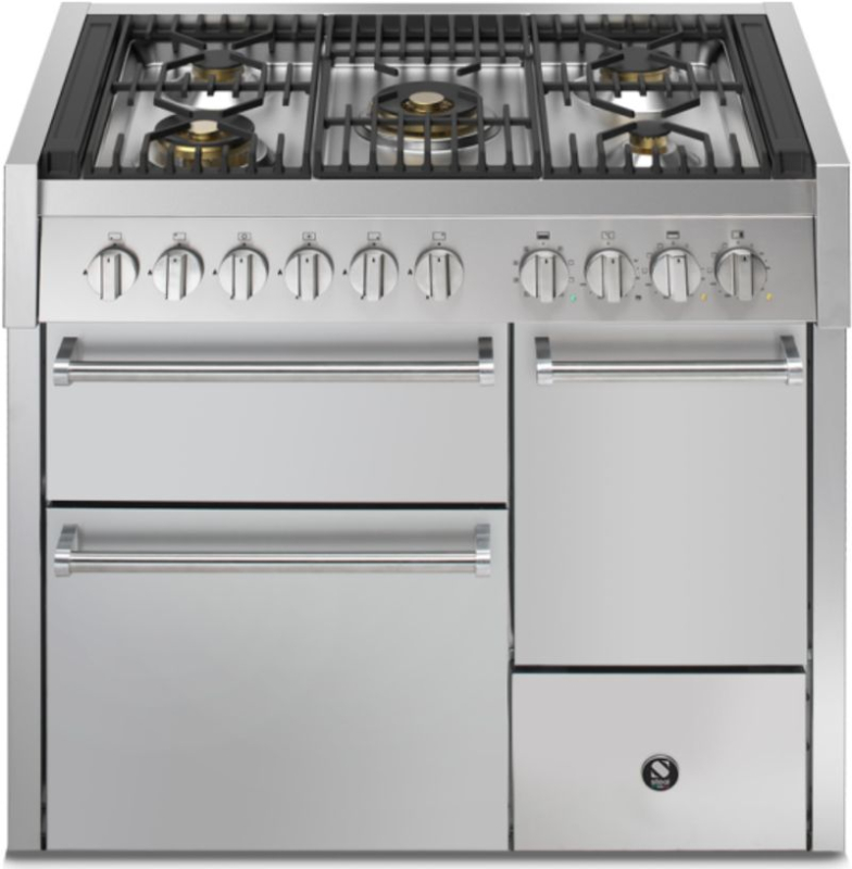 Steel Genesi 100/3 Solid Door, Range cooker, 100 cm, Combisteam, Stainless Steel, gas hob, GQ10SFF-D-4MSS, with 5 year guarantee!