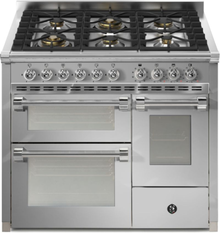 Steel Ascot 100/3, Range cooker, 100 cm, Combisteam, Stainless Steel, gas hob, AQ10SFF-6WSS, with 5 year guarantee!
