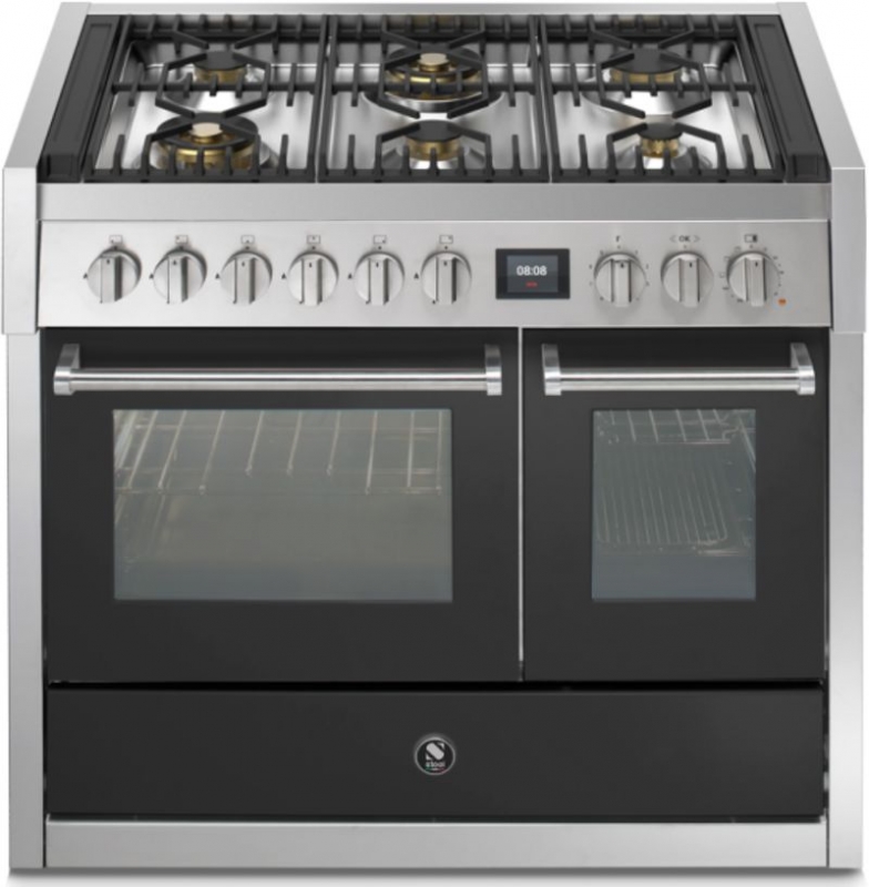 Сталь Genesi 100, Плита, 100 см, Combisteam, Антрацит, газовая плита, GQ10SF-6WAN, с гарантией 5 лет!