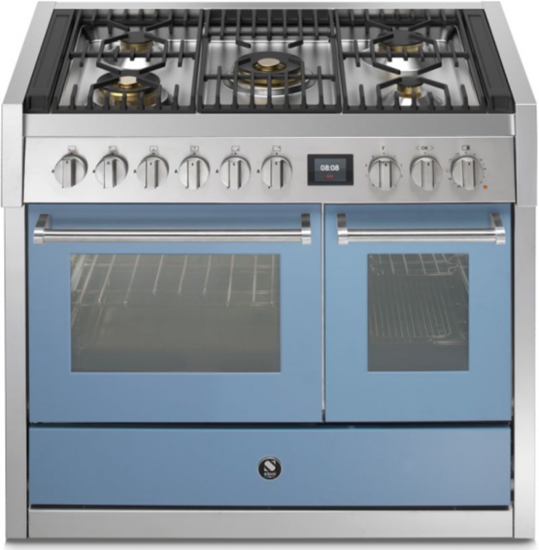 Steel Genesi 100, Range cooker, 100 cm, Combisteam, Celeste, gas hob, GQ10SF-4MCE, with 5 year guarantee!