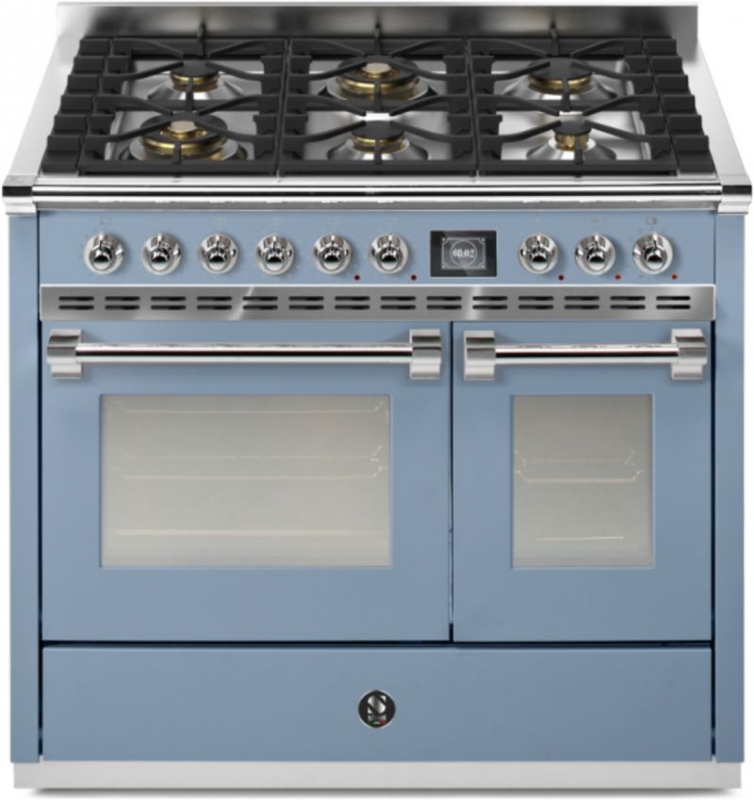 Steel Ascot 100, Range cooker, 100 cm, Combisteam, Celeste, gas hob, AQ10SF-6WCE, with 5 year guarantee!