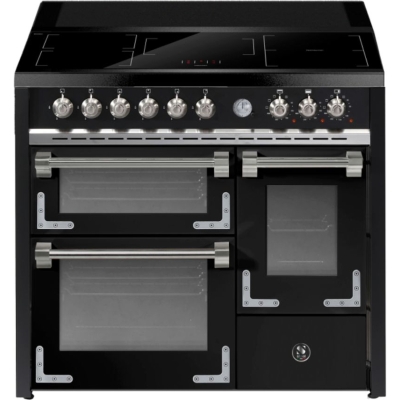 Steel Oxford 100/3, range cooker, 100 cm, multifunctional oven, Nero, induction hob, X10FFF-5FIWBA, with 5 year guarantee!