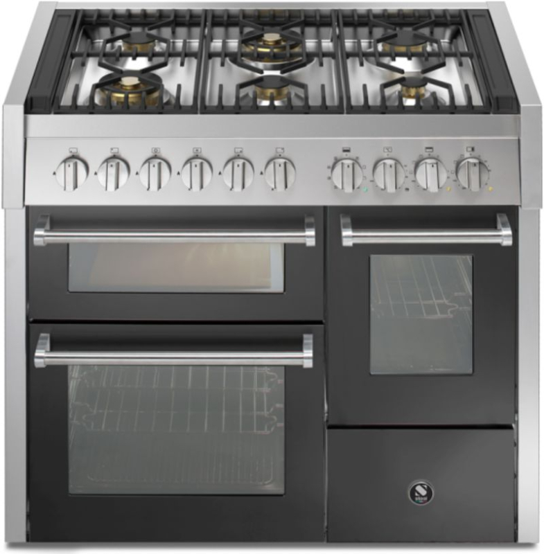 Steel Genesi 100/3, Range cooker, 100 cm, Combisteam, Antracite, gas hob, GQ10SFF-6WAN, with 5 year guarantee!