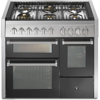 Steel Genesi 100/3, Range cooker, 100 cm, Combisteam, Antracite, gas hob, GQ10SFF-6WAN, with 5 year guarantee!