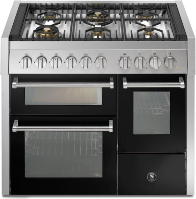 Terasest Genesi 100/3, pliit, 100 cm, Combisteam, Nero, gaasipliit, GQ10SFF-6WBA, garantiiga 5 aastat!