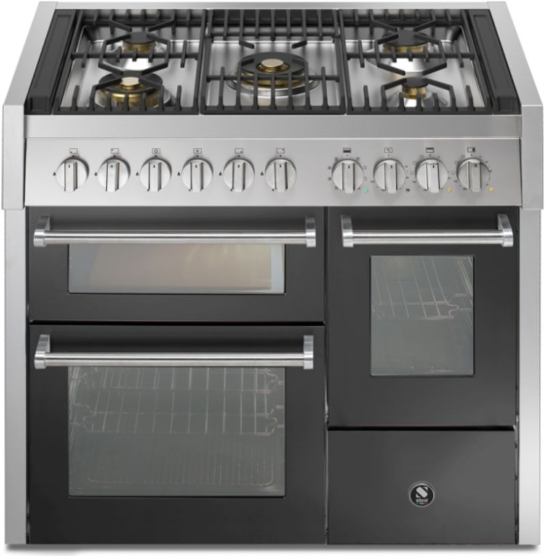 Сталь Genesi 100/3, Плита, 100 см, Combisteam, Антрацит, газовая плита, GQ10SFF-4MAN, с гарантией 5 лет!