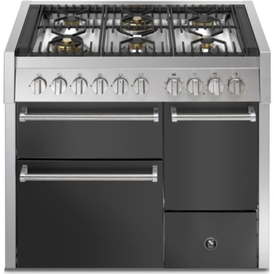 Steel Genesi 100/3 Solid Door, Range cooker, 100 cm, Combisteam, Antracite, gas hob, GQ10SFF-D-6WAN, with 5 year guarantee!