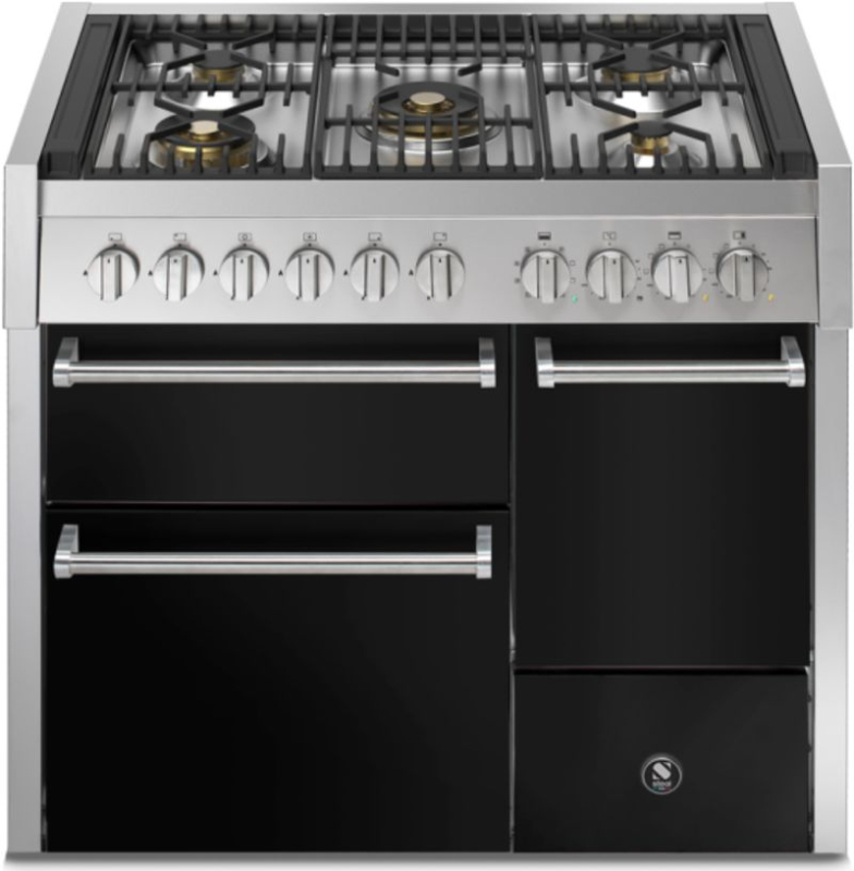 Terasest Genesi 100/3 Solid Door, Vahepliit, 100 cm, Combisteam, Nero, gaasipliit, GQ10SFF-D-4MBA, 5-aastase garantiiga!