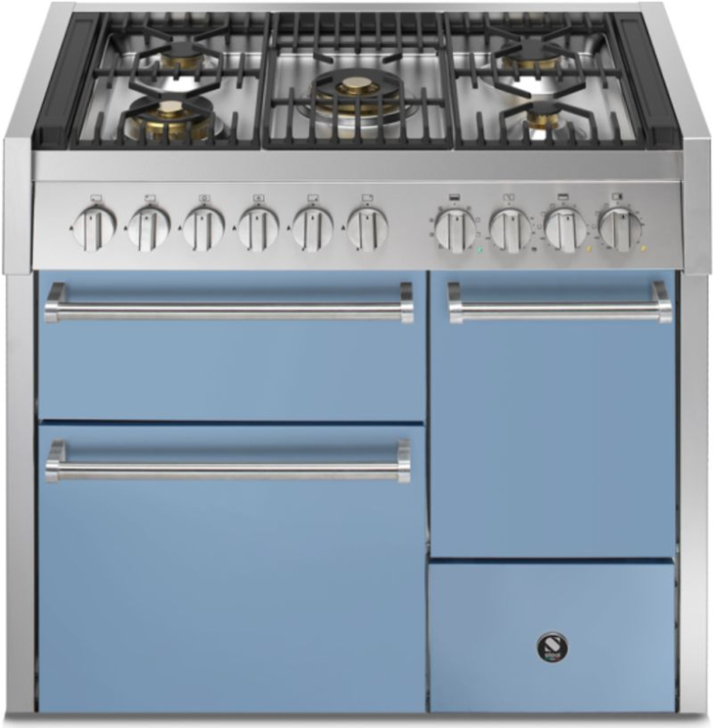 Steel Genesi 100/3 Solid Door, Range cooker, 100 cm, Combisteam, Celeste, gas hob, GQ10SFF-D-4MCE, with 5 year guarantee!