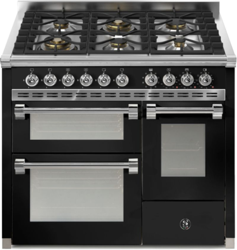 Сталь Ascot 100/3, плита, 100 см, Combisteam, Nero, газовая варочная панель, AQ10SFF-6WBA, с гарантией 5 лет!