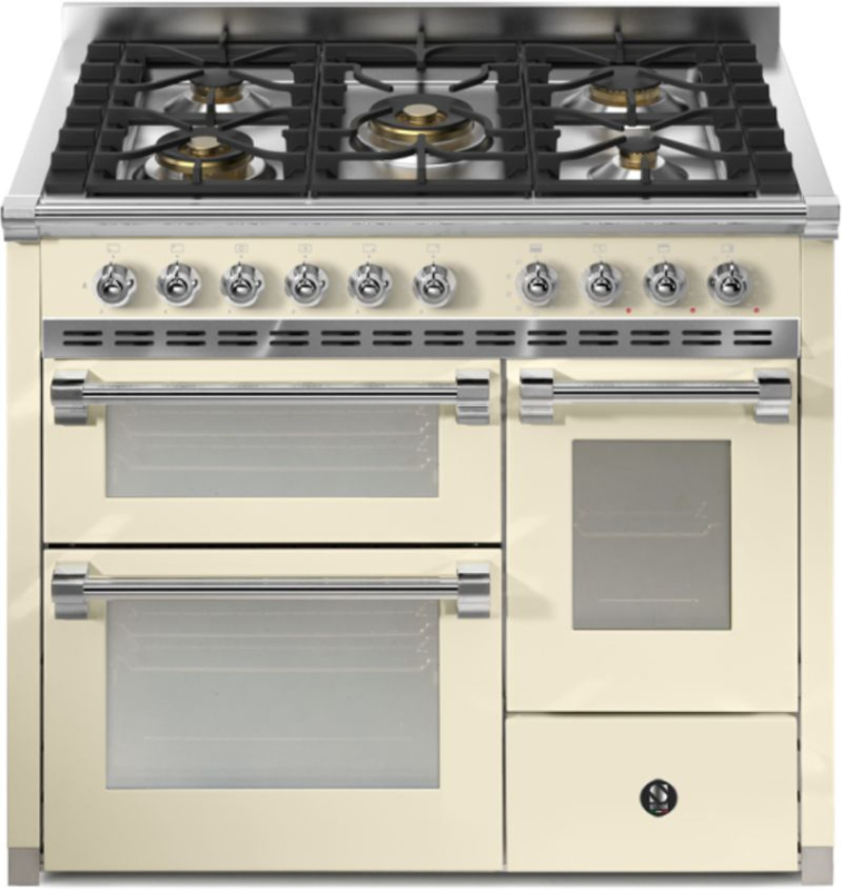 Steel Ascot 100/3, Range cooker, 100 cm, Combisteam, Crema, gas hob, AQ10SFF-4MCR, with 5 year guarantee!