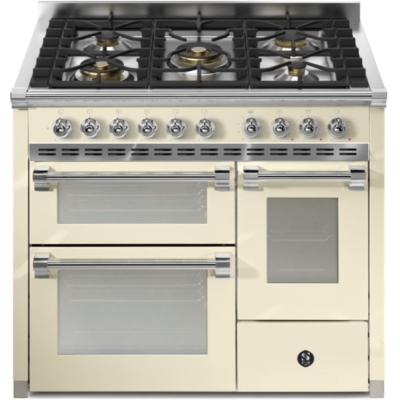 Steel Ascot 100/3, Range cooker, 100 cm, Combisteam, Crema, gas hob, AQ10SFF-4MCR, with 5 year guarantee!