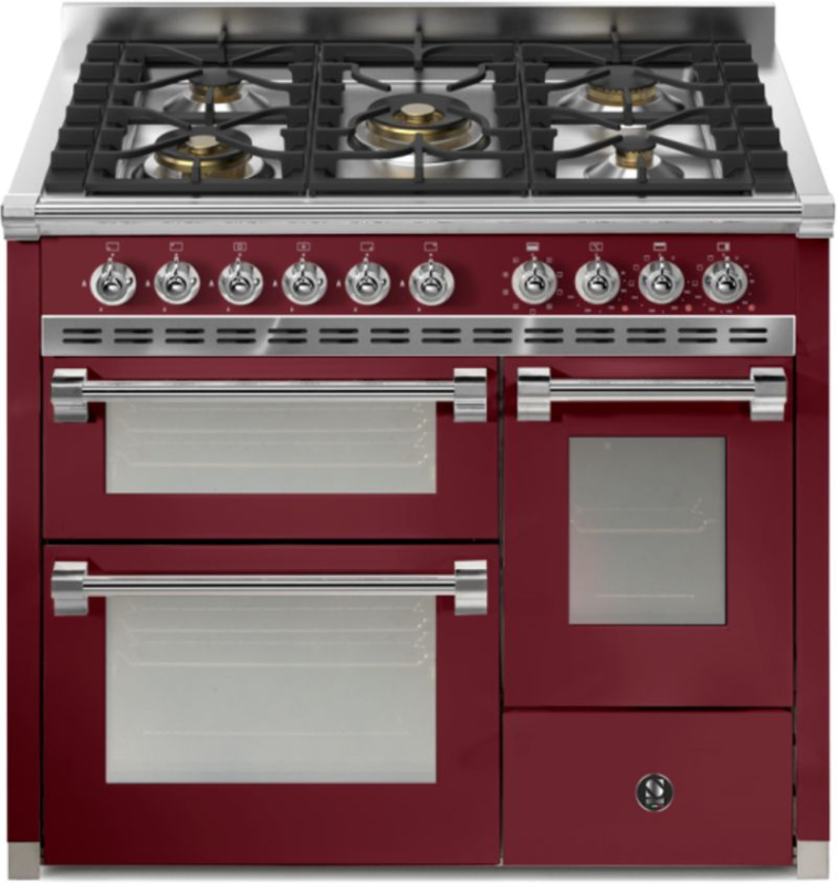Steel Ascot 100/3, Range cooker, 100 cm, Combisteam, Bordeaux, gas hob, AQ10SFF-4MBR, with 5 year guarantee!