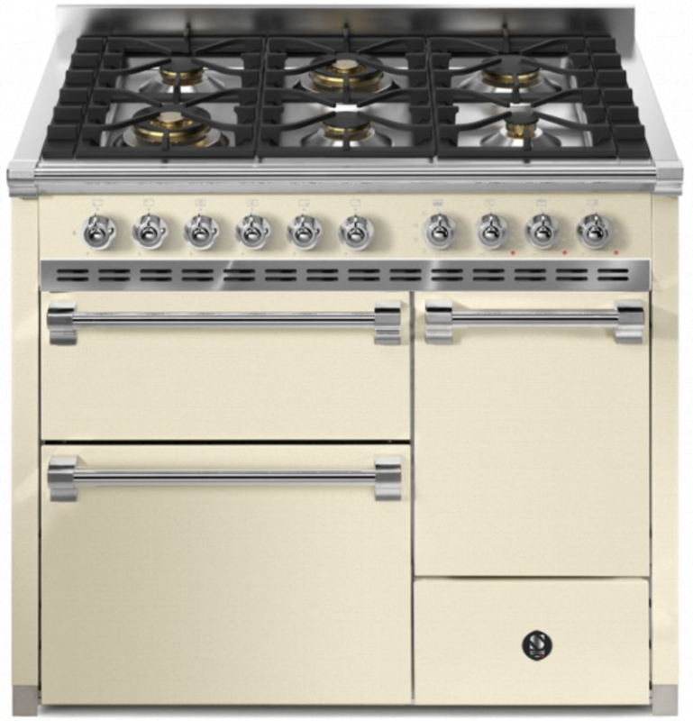 Steel Ascot 100/3 Solid Door, Плита, 100 см, Combisteam, Crema, газовая плита, AQ10SFF-D-6WCR, с гарантией 5 лет!