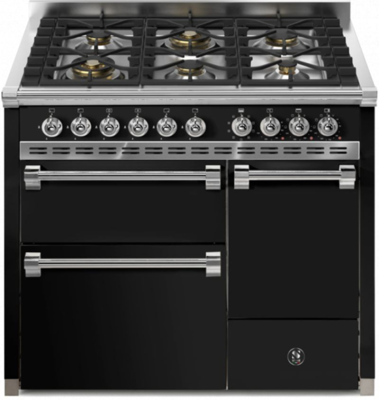 Стальная Ascot 100/3 Solid Door, Плита, 100 см, Combisteam, Nero, газовая варочная панель, AQ10SFF-D-6WBA, с гарантией 5 лет!