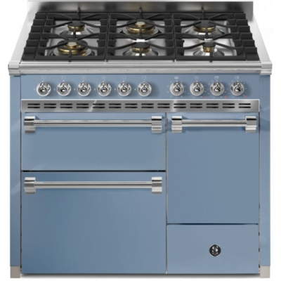 Steel Ascot 100/3 Solid Door, Range cooker, 100 cm, Combisteam, Celeste, gas hob, AQ10SFF-D-6WCE, with 5 year guarantee!