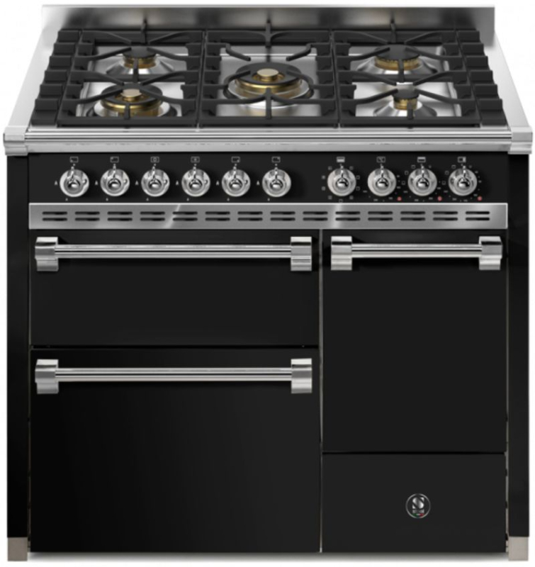 Стальная Ascot 100/3 Solid Door, Плита, 100 см, Combisteam, Nero, газовая варочная панель, AQ10SFF-D-4MBA, с гарантией 5 лет!