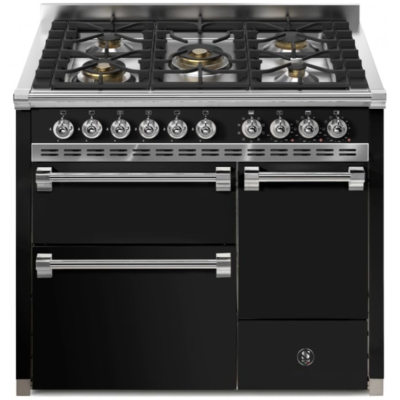 Terasest Ascot 100/3 Solid Door, Vahepliit, 100 cm, Combisteam, Nero, gaasipliit, AQ10SFF-D-4MBA, 5-aastase garantiiga!