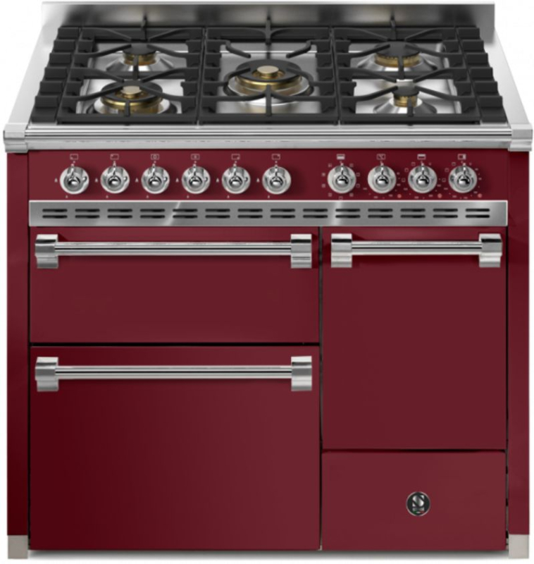 Стальная Ascot 100/3 Solid Door, Плита, 100 см, Combisteam, Бордо, газовая варочная панель, AQ10SFF-D-4MBR, с гарантией 5 лет!