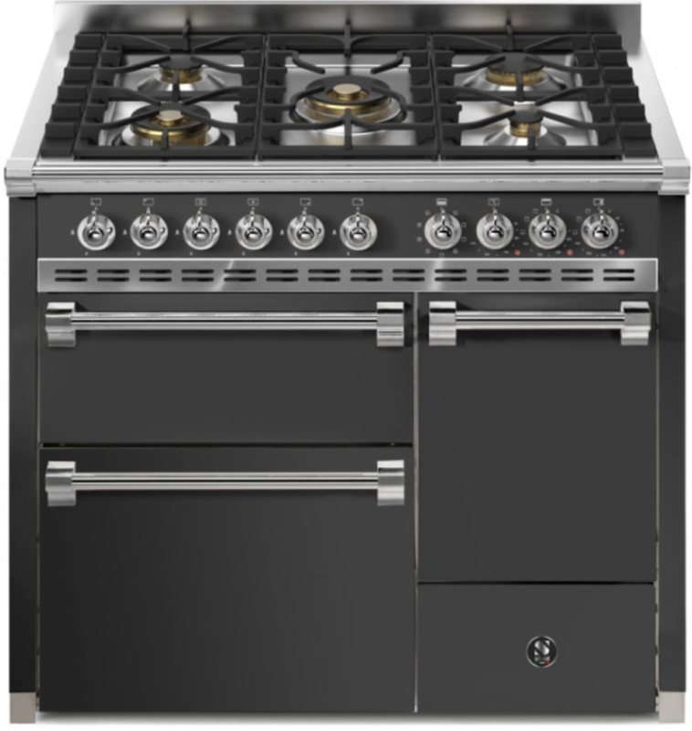 Terasest Ascot 100/3 Solid Door, Vahepliit, 100 cm, Combisteam, Antracite, gaasipliit, AQ10SFF-D-4MAN, garantiiga 5 aastat!