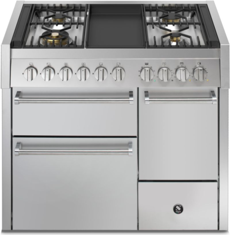 Steel Genesi 100/3 Solid Door, Vahepliit, 100 cm, Combisteam, Roostevaba teras, gaasipliit, Frytop grillplaat, GQ10SFF-D-4TSS, 5-aastase garantiiga!