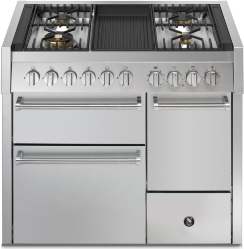 Steel Genesi 100/3 Solid Door, плита, 100 см, Combisteam, нержавеющая сталь, газовая плита, плита для гриля, GQ10SFF-D-4BSS, с гарантией 5 лет!