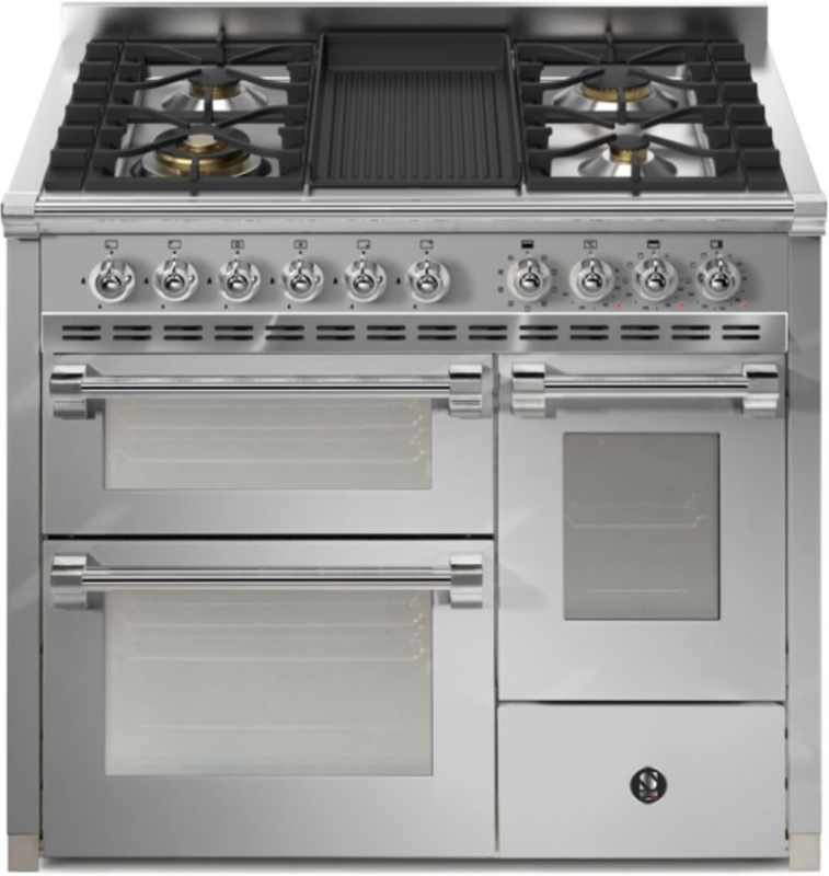 Steel Ascot 100/3, Range cooker, 100 cm, Combisteam, Stainless Steel, gas hob, barbecue grill plate, AQ10SFF-4BSS, with 5 year guarantee!