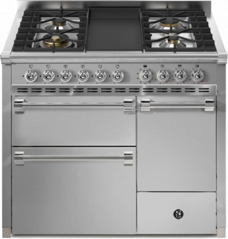 Teras Ascot 100/3 Solid Door, Vahepliit, 100 cm, Combisteam, Roostevaba teras, gaasipliit, Frytop grillplaat, AQ10SFF-D-4TSS, 5-aastase garantiiga!