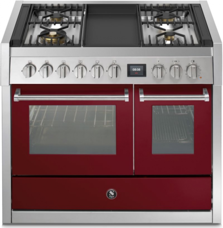 Steel Genesi 100, range cooker, 100 cm, Combisteam, Bordeaux, gas hob, GQ10SF-4TBR, with 5 year guarantee!