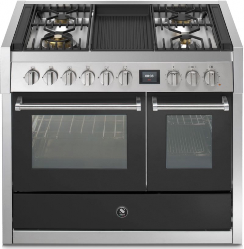 Steel Genesi 100, Range cooker, 100 cm, Combisteam, Anthracite, gas hob, GQ10SF-4BAN, with 5 year guarantee!