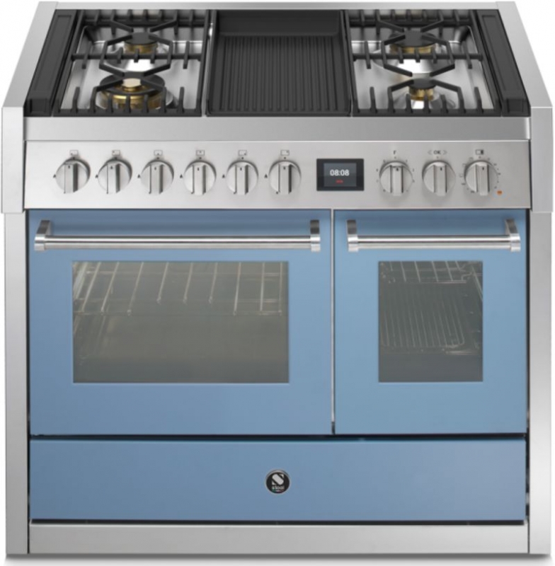 Steel Genesi 100, Range cooker, 100 cm, Combisteam, Celeste, gas hob, GQ10SF-4BCE, with 5 year guarantee!