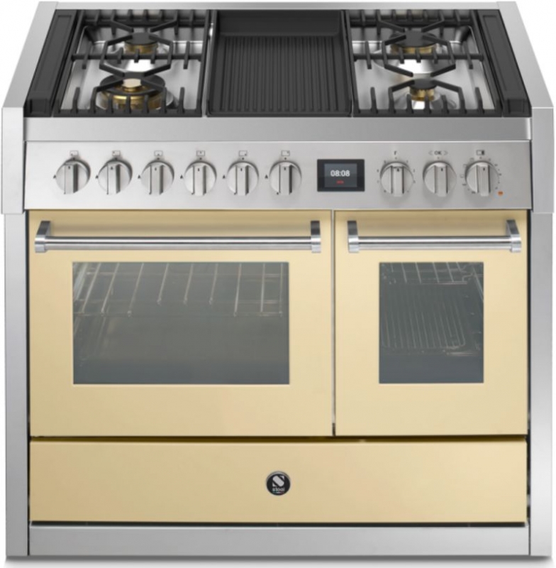 Steel Genesi 100, range cooker, 100 cm, Combisteam, Crema, gas hob, GQ10SF-4BCR, with 5 year guarantee!