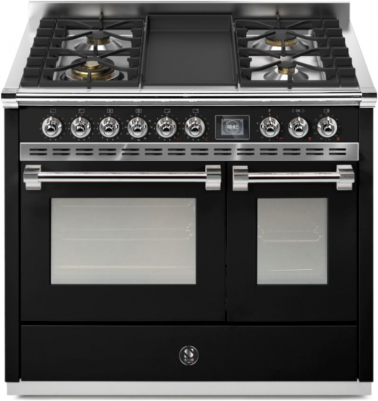 Steel Ascot 100, range cooker, 100 cm, Combisteam, Nero, gas hob, AQ10SF-4TBA, with 5 year guarantee!