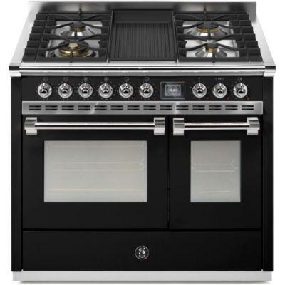 Steel Ascot 100, range cooker, 100 cm, Combisteam, Nero, gas hob, AQ10SF-4BBA, with 5 year guarantee!