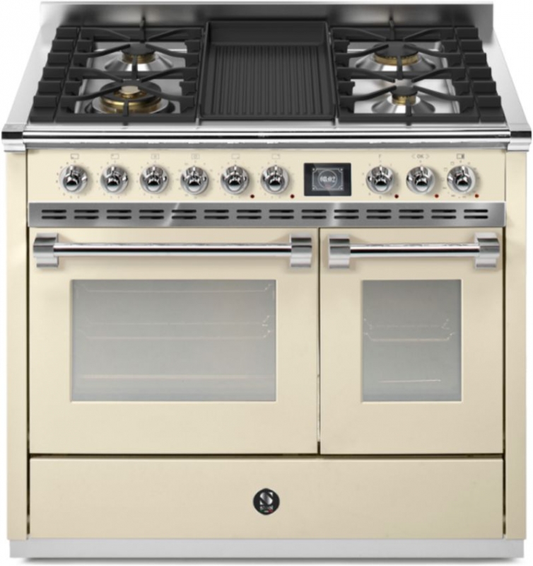 Steel Ascot 100, Range cooker, 100 cm, Combisteam, Crema, gas hob, AQ10SF-4BCR, with 5 year guarantee!