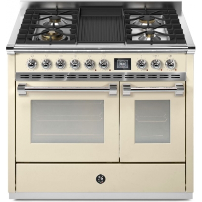 Steel Ascot 100, Range cooker, 100 cm, Combisteam, Crema, gas hob, AQ10SF-4BCR, with 5 year guarantee!