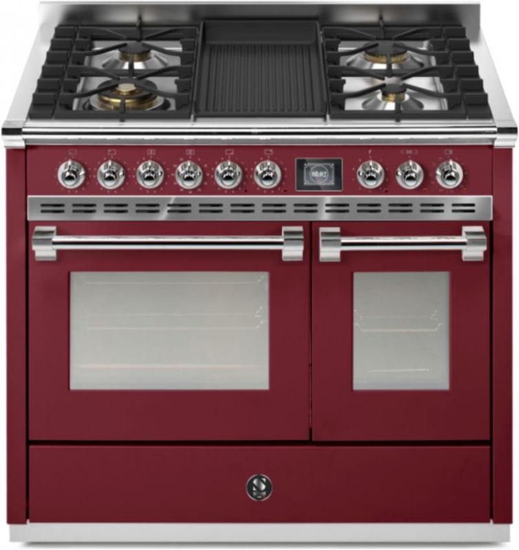 Steel Ascot 100, Range cooker, 100 cm, Combisteam, Bordeaux, gas hob, AQ10SF-4BBR, with 5 year guarantee!