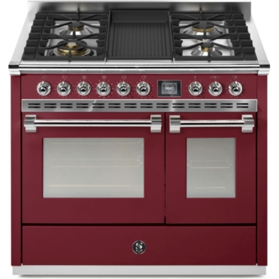 Steel Ascot 100, Range cooker, 100 cm, Combisteam, Bordeaux, gas hob, AQ10SF-4BBR, with 5 year guarantee!