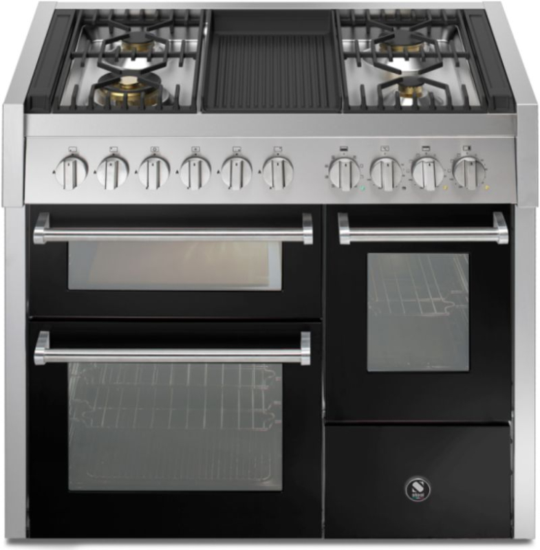 Terasest Genesi 100/3, pliit, 100 cm, Combisteam, Nero, gaasipliit, grilliplaat, GQ10SFF-4BBA, garantiiga 5 aastat!