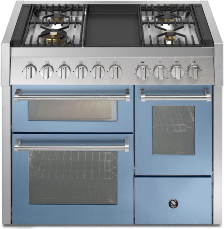 Terasest Genesi 100/3, Vahepliit, 100 cm, Combisteam, Celeste, gaasipliit, Frytop rest, GQ10SFF-4TCE, garantiiga 5 aastat!