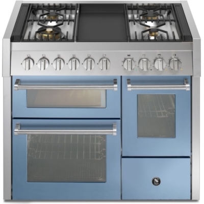 Steel Genesi 100/3, Range cooker, 100 cm, Combisteam, Celeste, gas hob, Frytop griddle, GQ10SFF-4TCE, with 5 year guarantee!