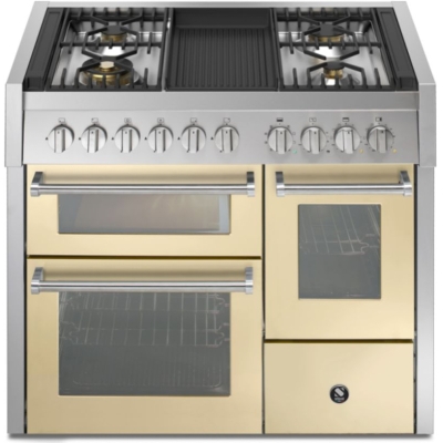 Steel Genesi 100/3, Range cooker, 100 cm, Combisteam, Crema, gas hob, barbecue grill plate, GQ10SFF-4BCR, with 5 year guarantee!