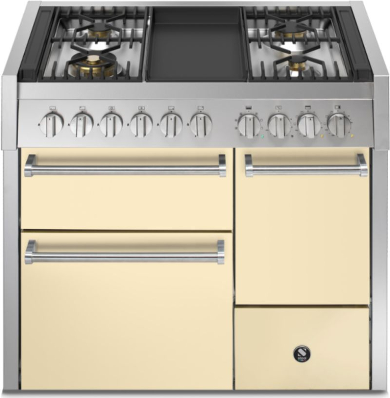 Steel Genesi 100/3 со сплошной дверцей, плита, 100 см, Combisteam, Crema, газовая плита, жаровня-гриль, GQ10SFF-D-4TCR, с 5-летней гарантией!