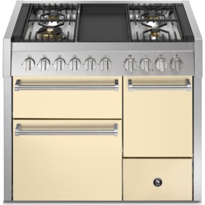 Terasest Genesi 100/3 täisuks, vahemiku pliit, 100 cm, Combisteam, Crema, gaasipliit, frytop grillplaat, GQ10SFF-D-4TCR, 5-aastase garantiiga!