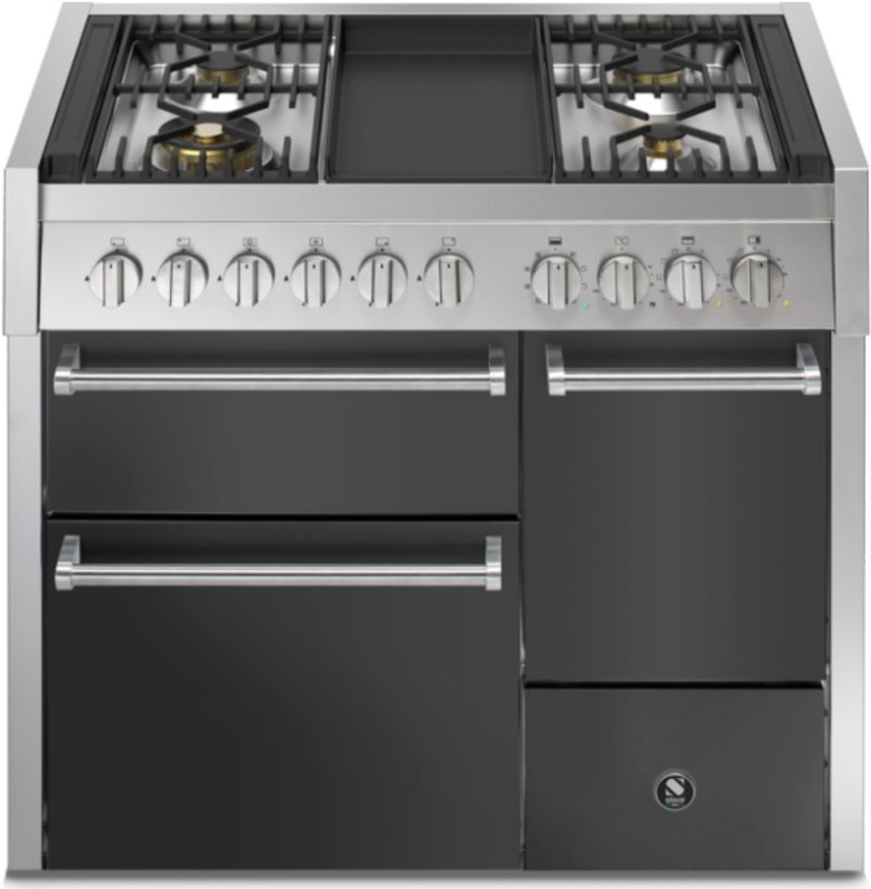 Сталь Genesi 100/3 Solid Door, плита, 100 см, Combisteam, антрацит, газовая плита, жаровня-гриль, GQ10SFF-D-4TAN, с гарантией 5 лет!